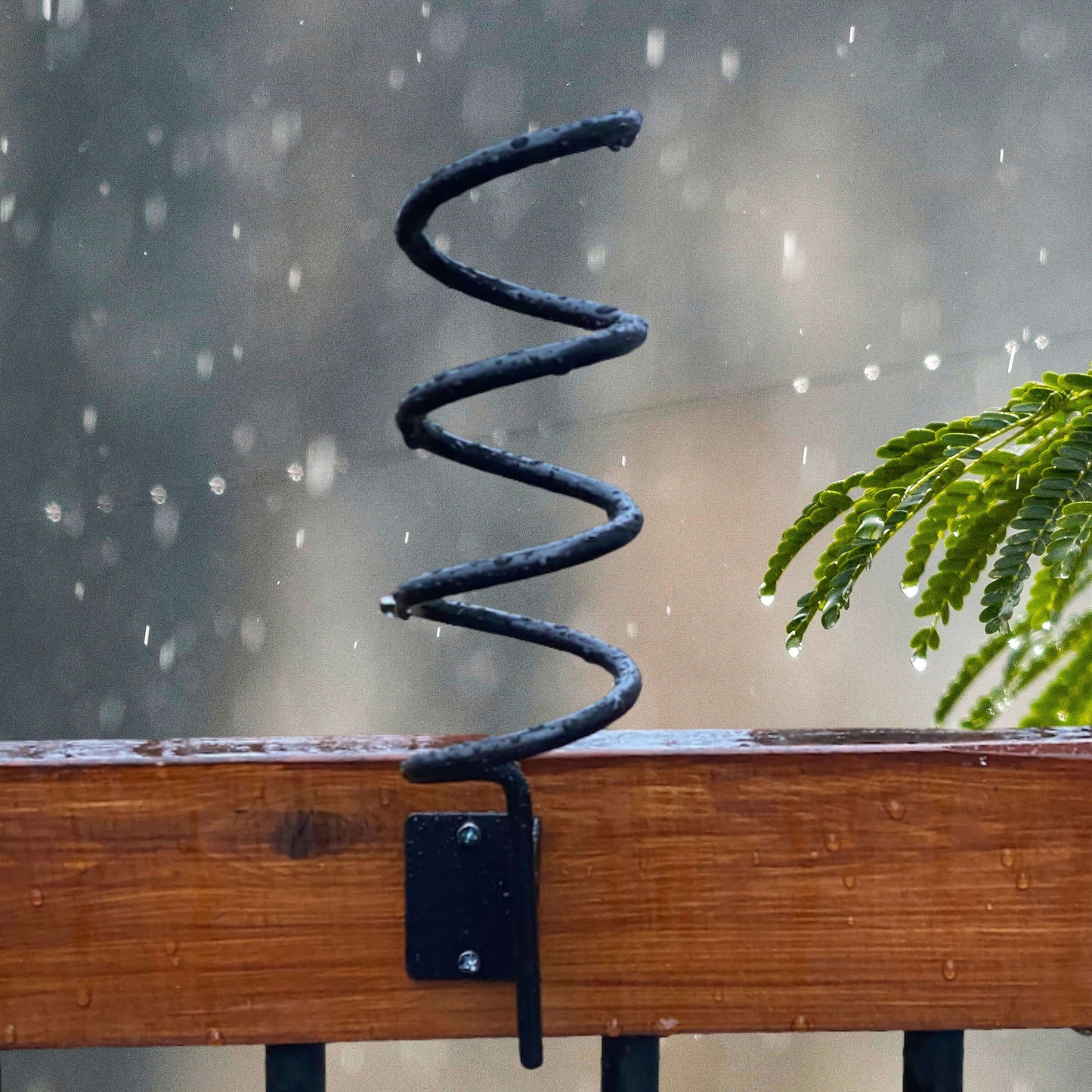wood deck mount rain gauge holder includes mounting screws. powder coated steel