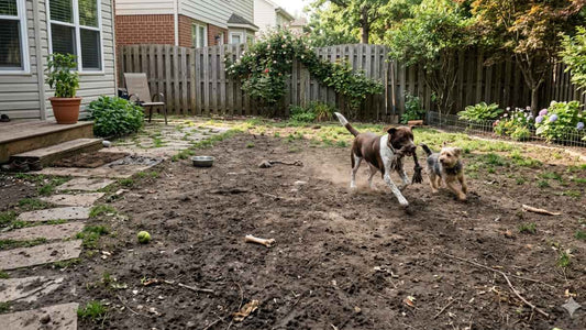 compacted soil with dogs playing
