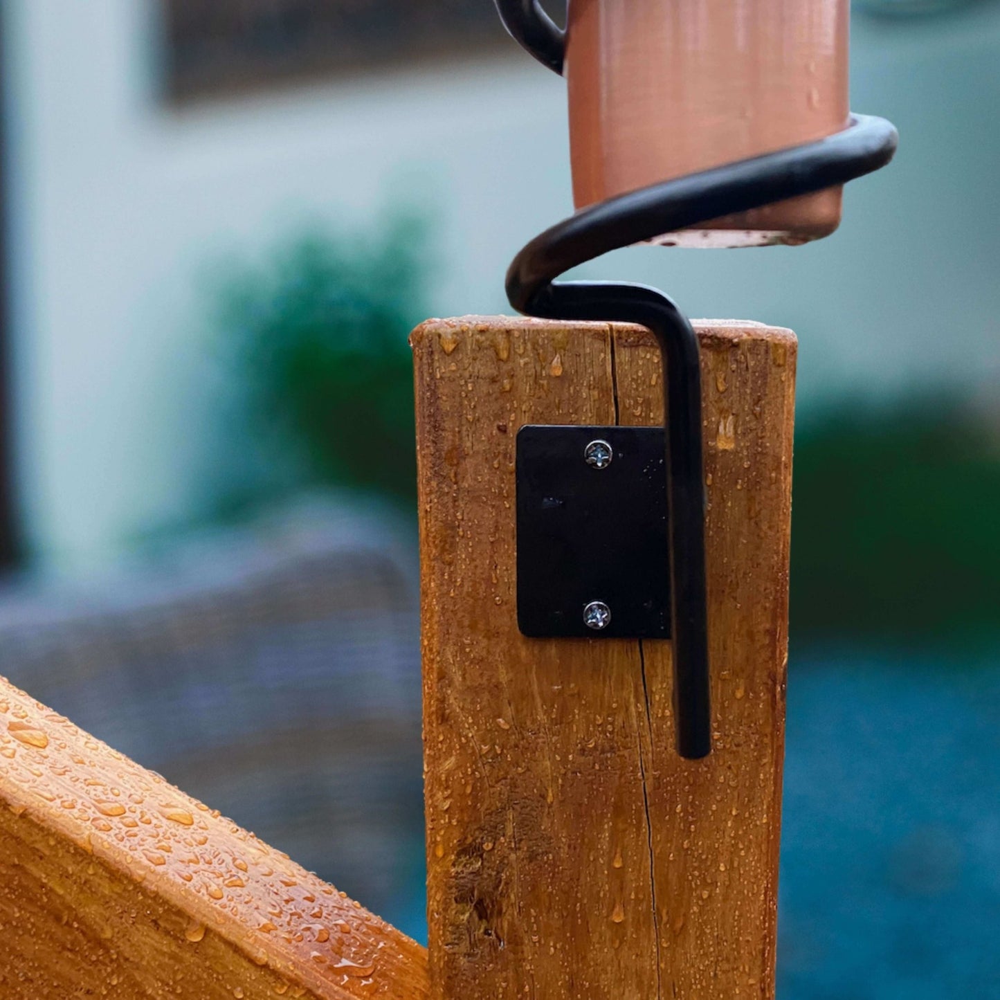 Fence Mount Rain Gauge Holder Mounted On Post