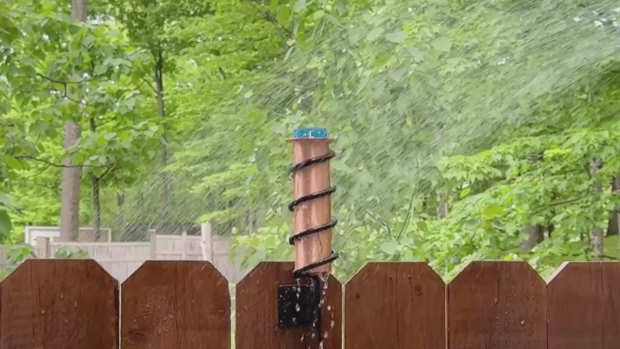 Fence Mount Copper Rain Gauge Filling