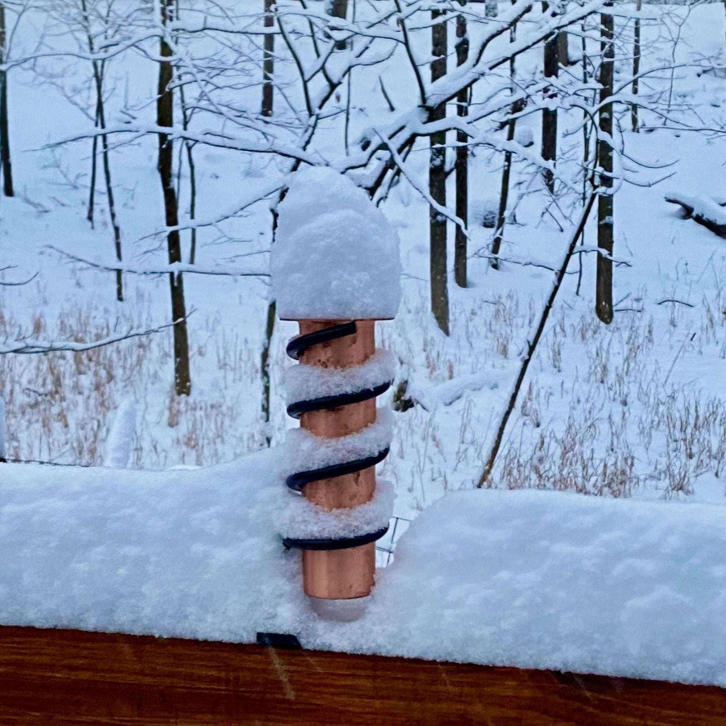 Solid Copper Deck Mount Rain Gauge With Heavy Duty Steel Clamp - World's Coolest Rain Gauge Co.