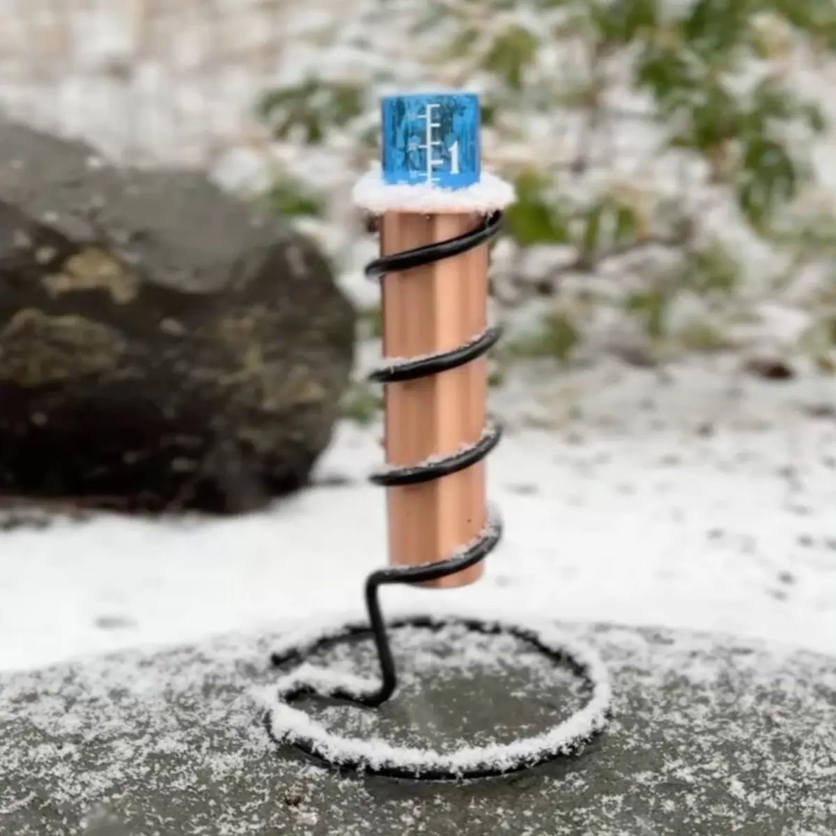 Tabletop Copper Rain Gauge With Tip Proof Base - World's Coolest Rain Gauge Co.