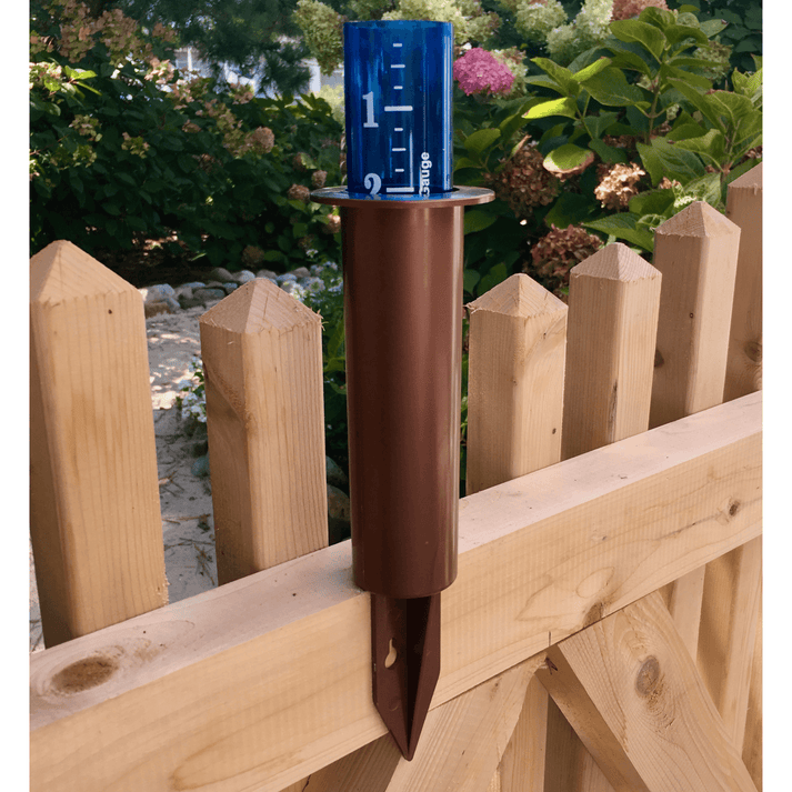 8" Plastic Rain Gauge For Deck or Fence. Made in USA.