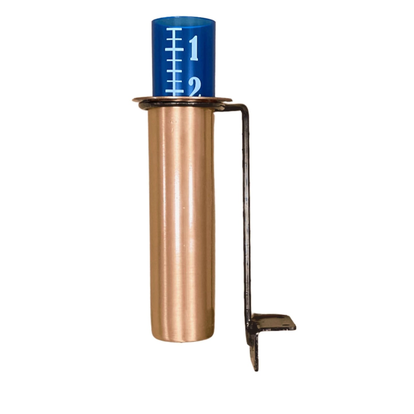 Minimalist Solid Copper Deck Rail Mount Rain Gauge For Wood 